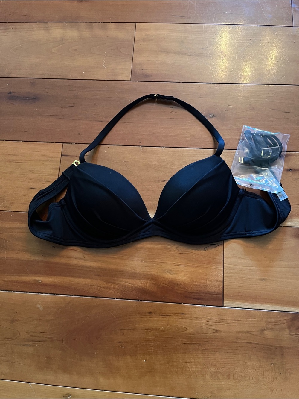 Victoria's Secret Black Halter Push-Up Bikini Top